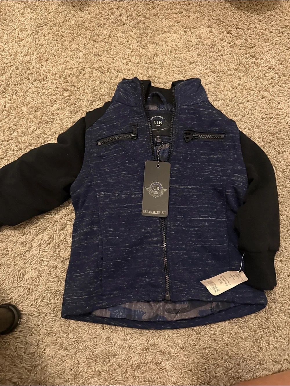 Urban Republic Navy and Black Boys Zip-Up Layered Vest
